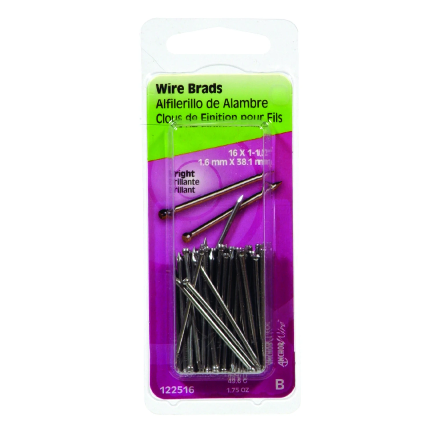Hillman 16 Ga. X 1 in. L Bright Steel Brad Nails 1 pk 2 oz Hillman 16 Ga. X 1 in. L Bright Steel Brad Nails 1 pk 2 oz