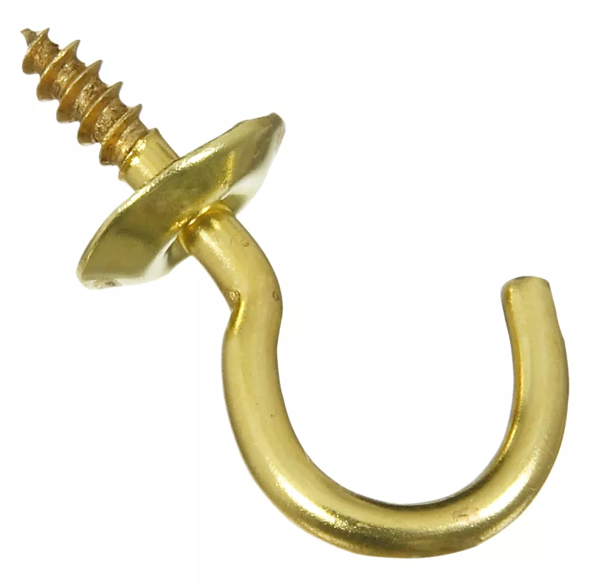 Cup Hook, Brass, 5/8 In., 5-Pk.