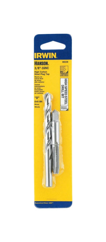 80238 High Carbon Steel Tap And Hss Drill Bit Set 3/8-16 Nc