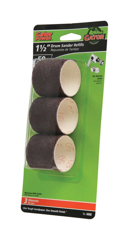 Coarse 60-Grit Drum Sander Resin Cloth Sleeve, 1-1/2 x 1-1/2 In., 3-Pk.