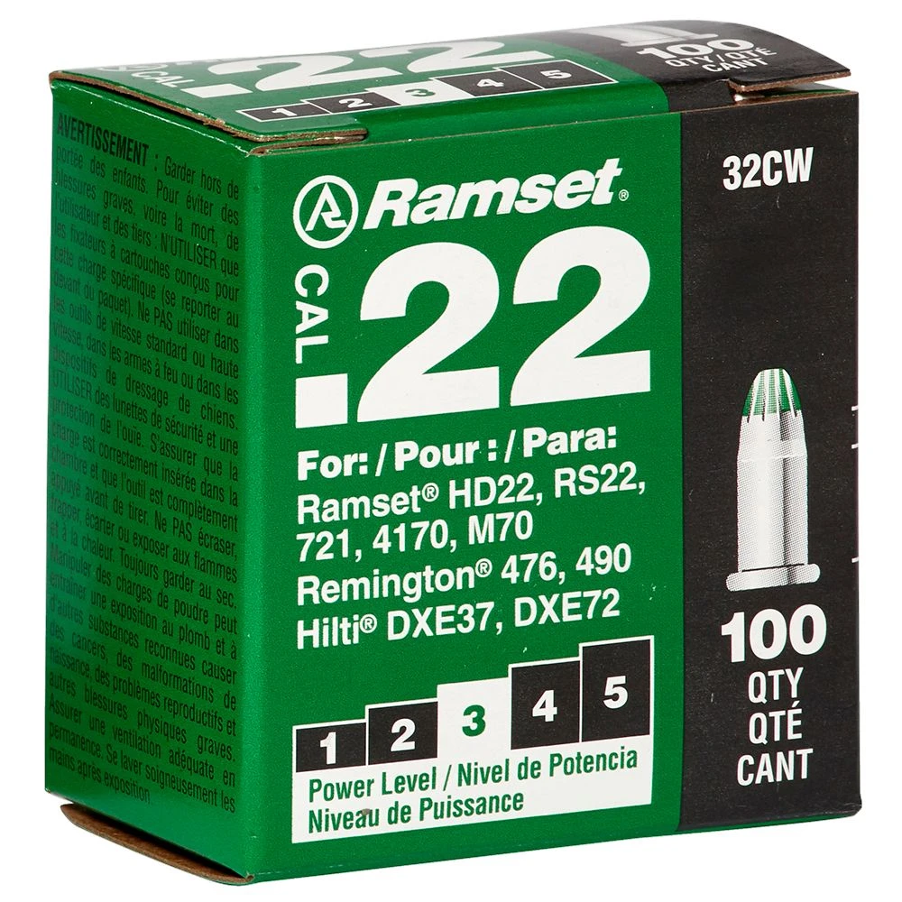 Ramset 0.22 in. D Steel Round Head Powder Loads 100 pk