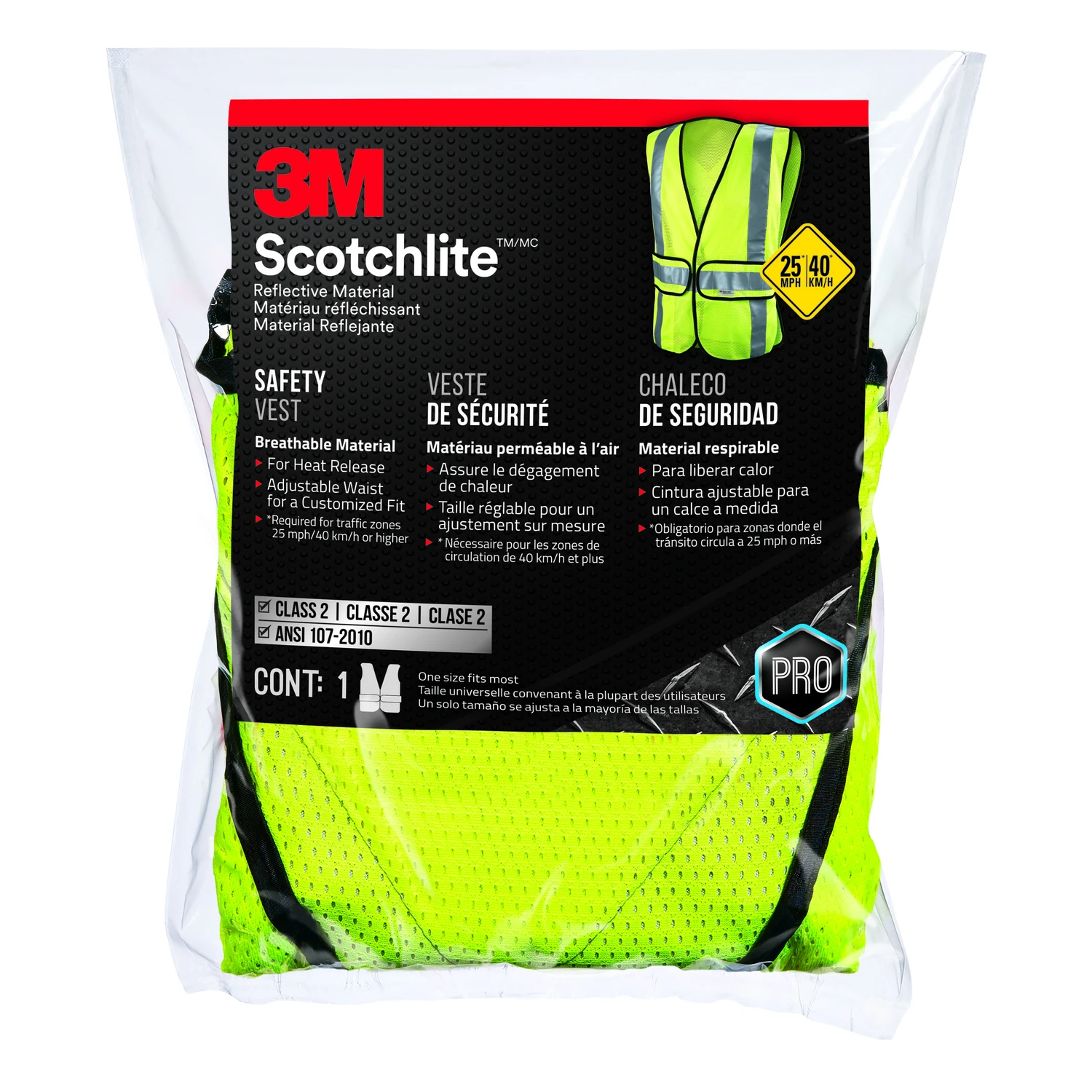 Tekk Protection 94617-80030t Reflective Safety Vest, One-size, Fluorescent Yellow