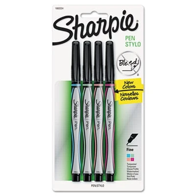 Pen Stylo Fine Point Assorted Colors 4-count, Quick-drying, Water-resistant