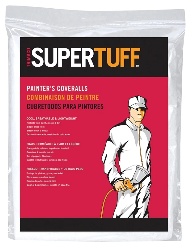 SuperTuff Disposable Coverall, White, L