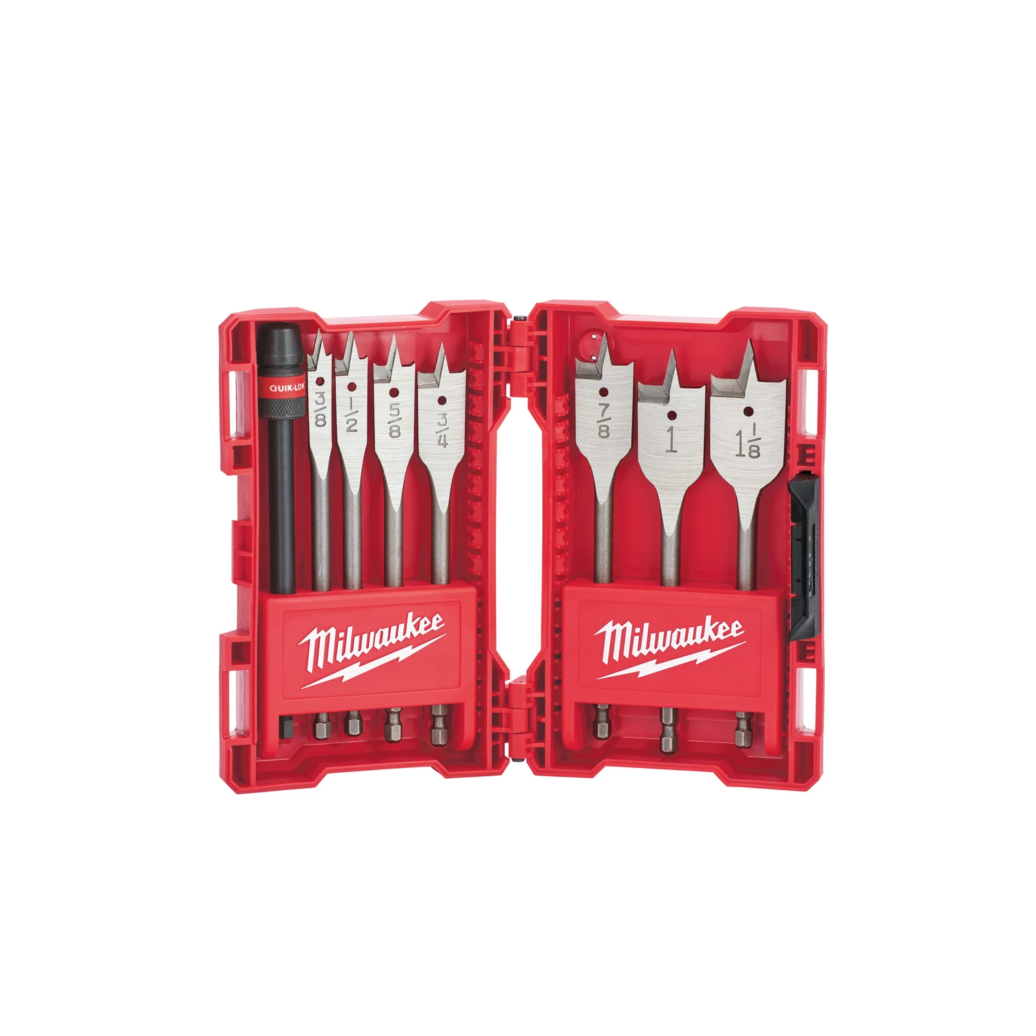 8-piece Universal Quik-lok Flat Boring Bit Set With Extension