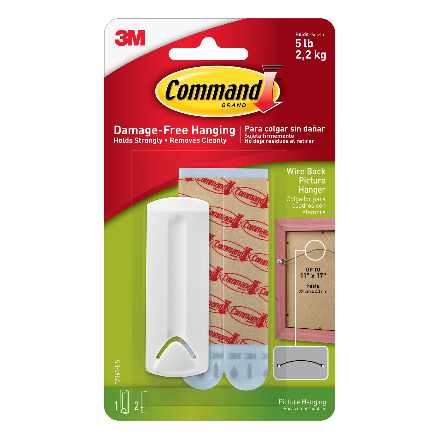 Command Wire-Backed Picture Hanger, White, 1 Hanger, 2 Strips