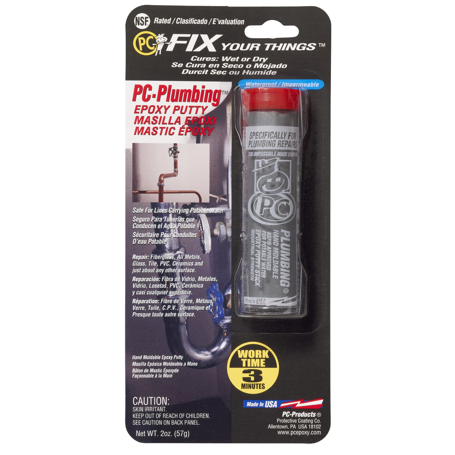 2 Oz. Gray High Strength Epoxy Putty For Plumbing Repairs