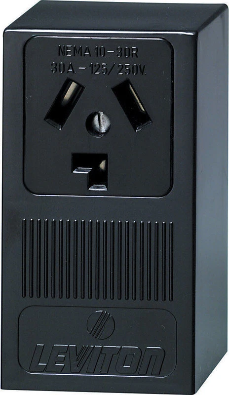Leviton 30A Surface Mount Black 10-30R 3-Wire Dryer Power Outlet