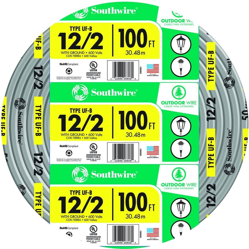 100 Ft. 12 Awg 2-conductor Underground Feeder Cable, Model 13055926