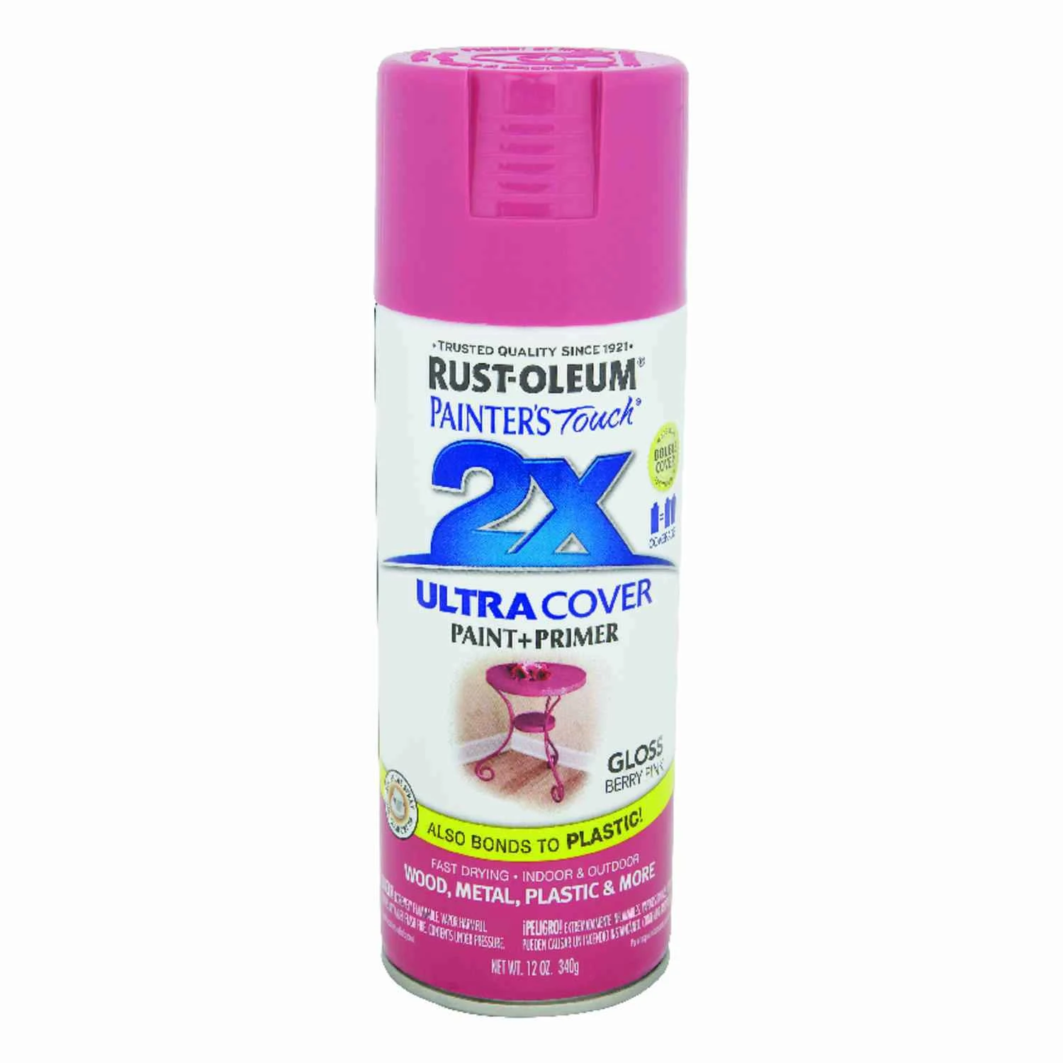 2x Ultra Cover 12 Oz. Gloss Spray Paint, Berry Pink