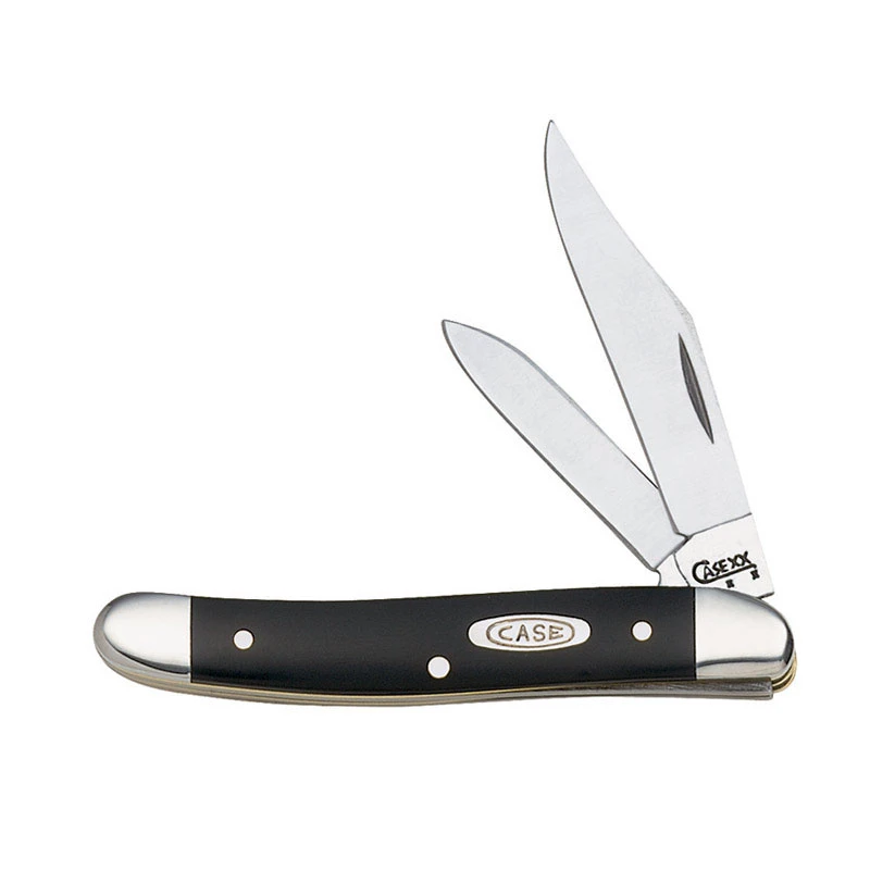 Medium Jack Folding Pocket Knife, 3-3/8 In, 2-blade, Stainless Steel, Black Handle