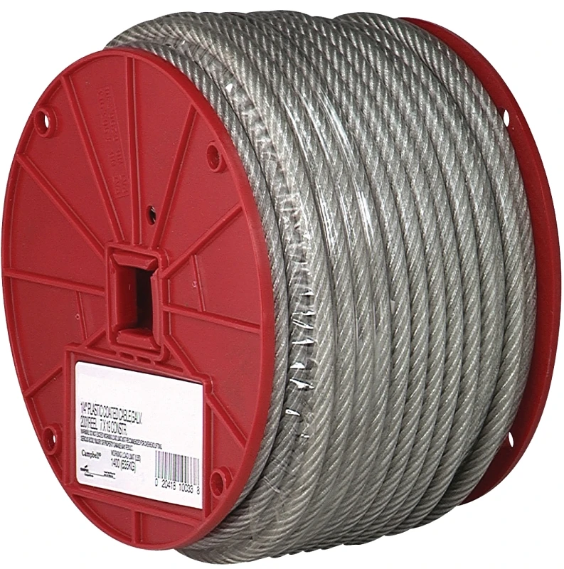3/32 In. X 250 Ft. Vinyl-coated Galvanized Clothesline Cable - High Strength