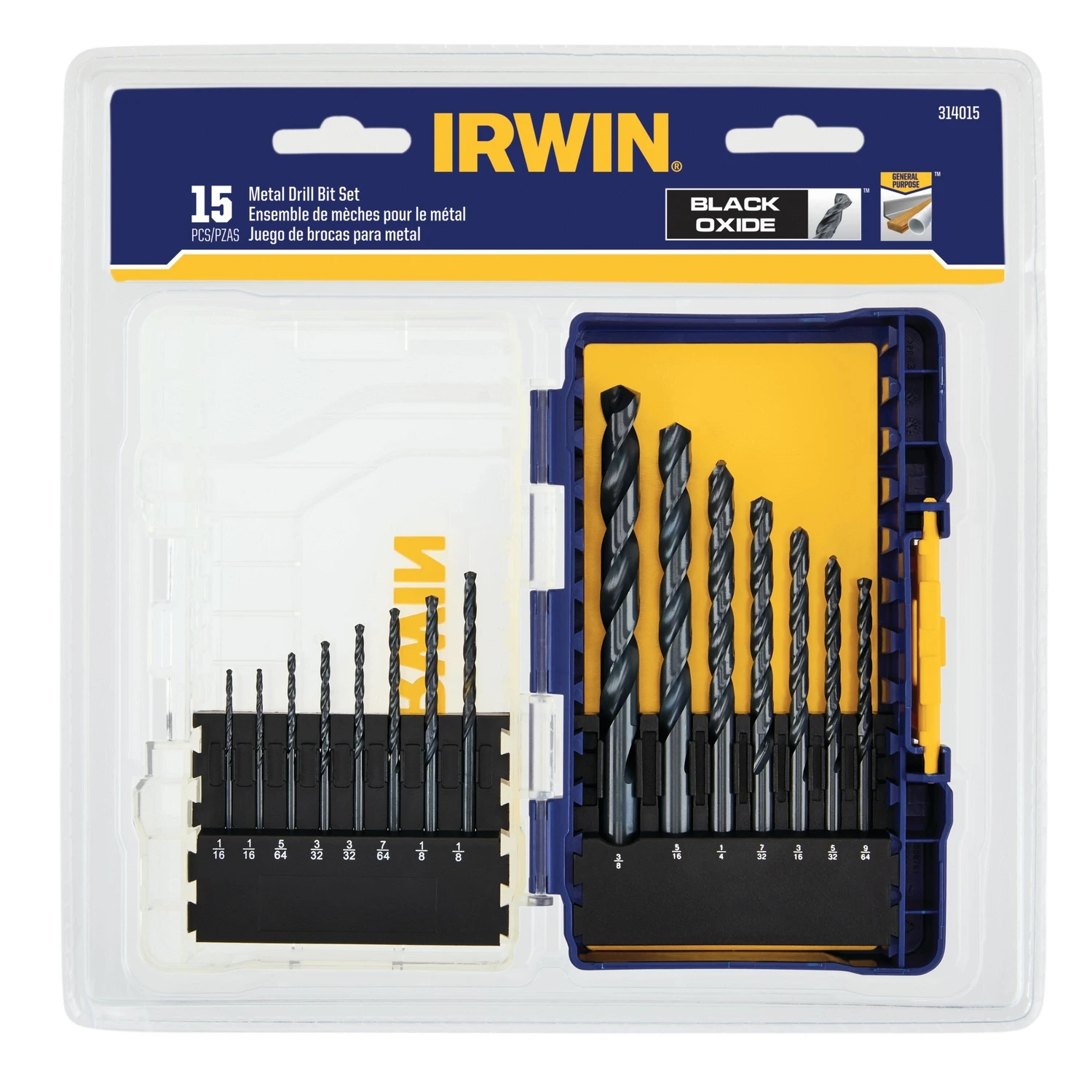 15-piece Black Oxide High Speed Steel Drill Bit Set With Case