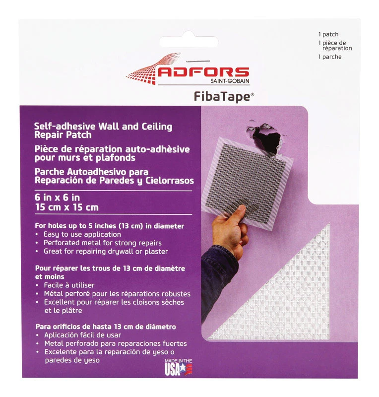 FibaTape Perforated Aluminum Wall and Ceiling Repair Patch, 6 by 6 Inches