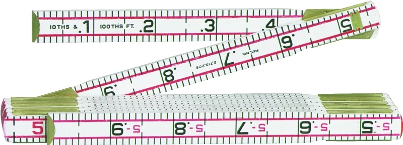 Red End 6 Ft. X 5/8 In. Wood Engineer's Folding Rule, Model 1066dn