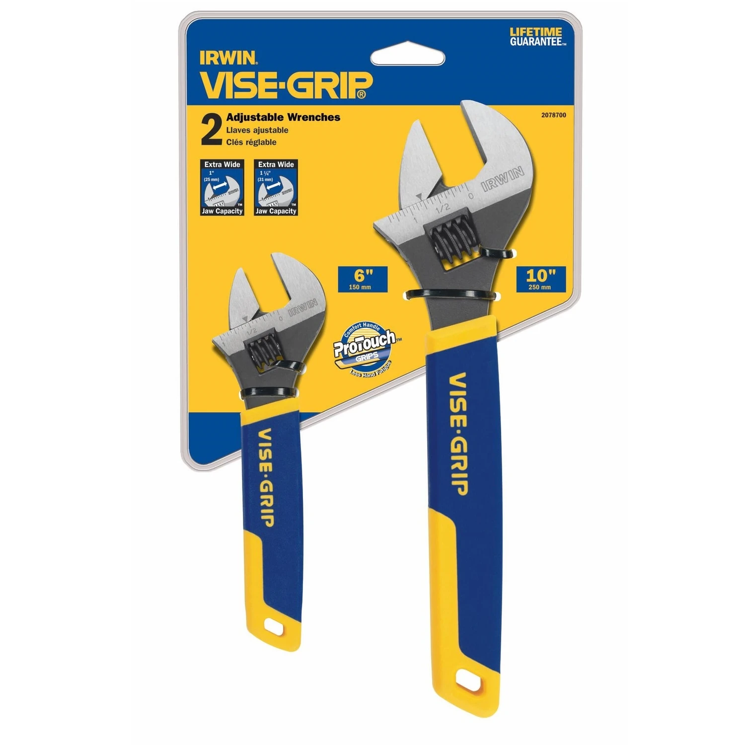 Irwin 2078700 Protouch Adjustable Wrench Set, 6 In. & 10 In., 2 Pieces