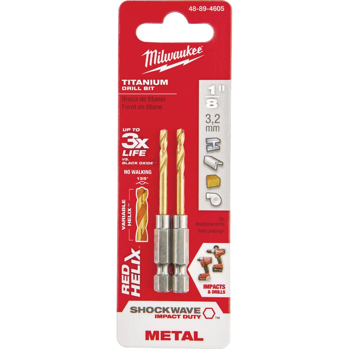 Shockwave Impact-Duty Titanium Drill Bits, 1/8 In., 2-Pk.