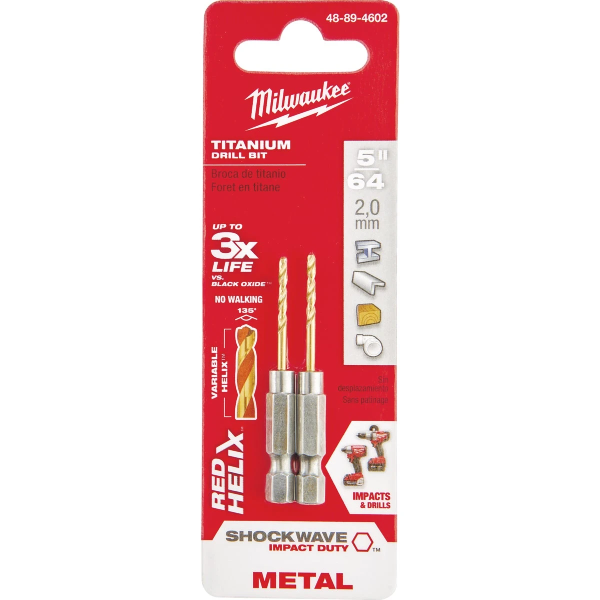 Shockwave Impact-Duty Titanium Drill Bits, 5/64 In., 2-Pk.