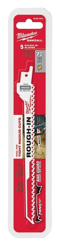 Sawzall Reciprocating Saw Blade, Rough-In, 7-3/8 x 1/2 x .062 In., 5-Pk.