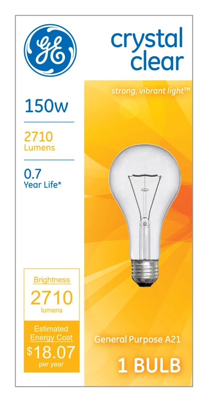General Purpose Light Bulb, Clear, 150 Watt