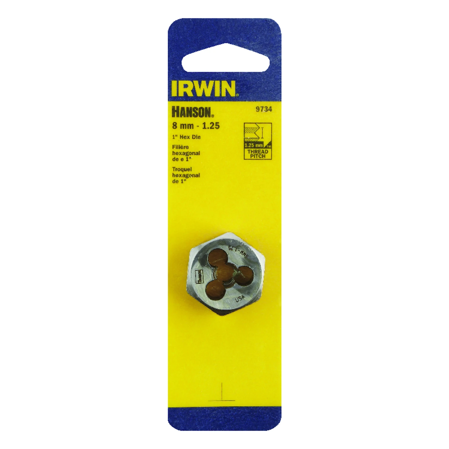 9734 High Carbon Steel Metric Hexagon Die M8-1.25 Right Hand Thread
