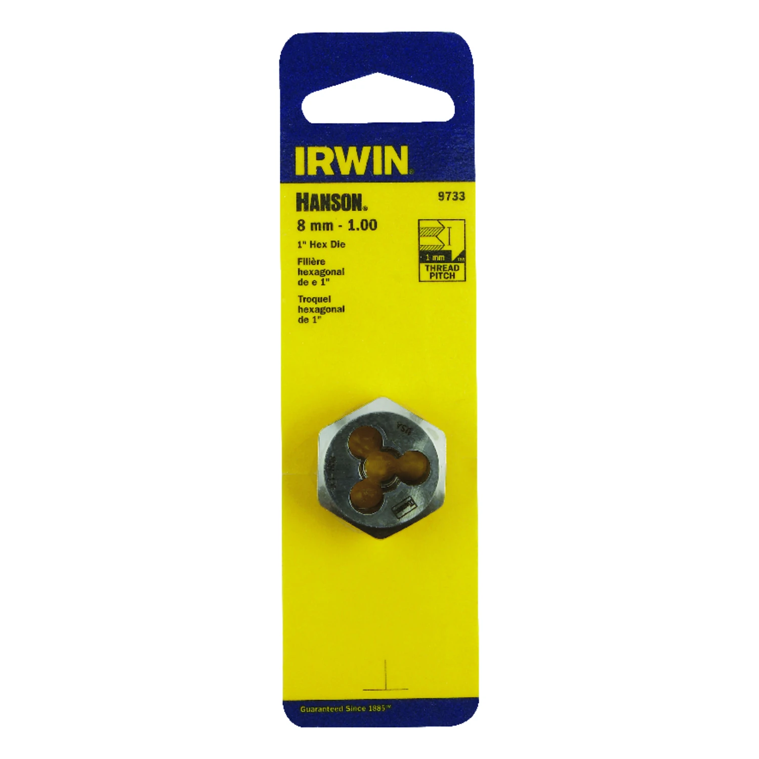 9733 High Carbon Steel Metric Hexagon Die M8-1 Right Hand Thread