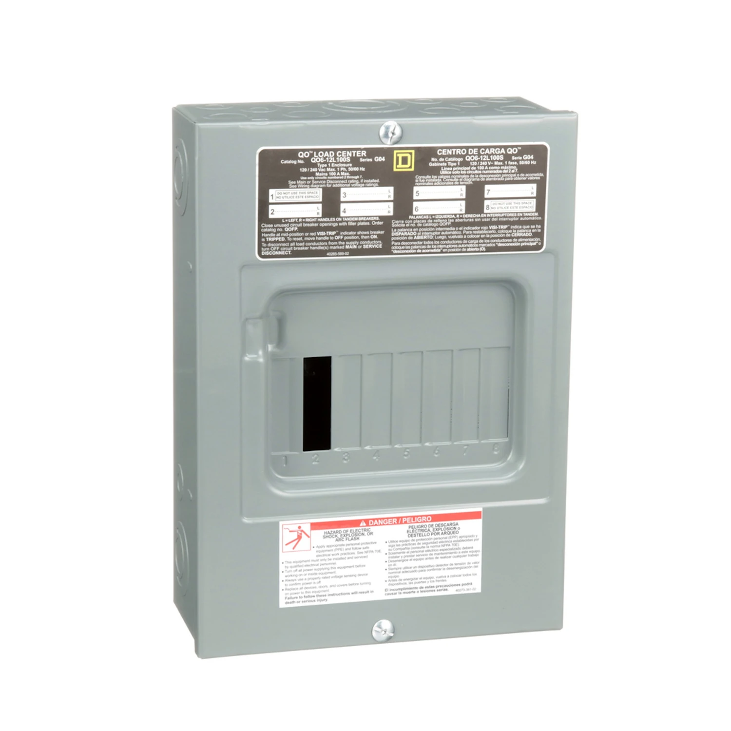 Qo 100a 6-space 12-circuit Indoor Main Lug Load Center