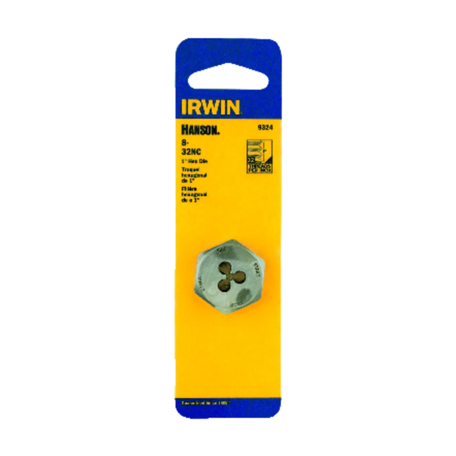 9324 Hexagon Machine Screw Die, #8-32 Nc Thread, High Carbon Steel