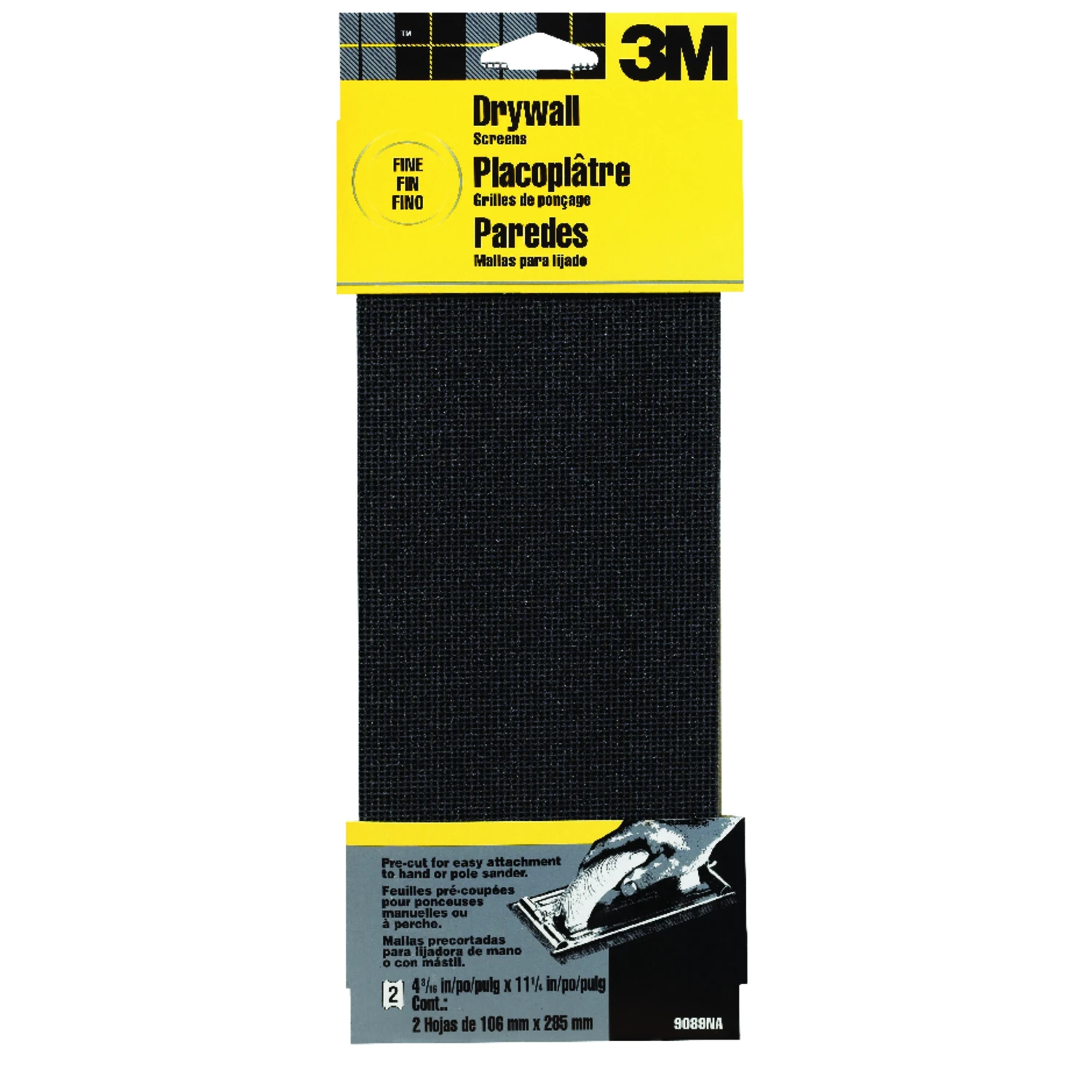 Waterproof Silicon Carbide Drywall Sanding Screen, Fine, 4-3/8 x 11 In., 2-Pk.