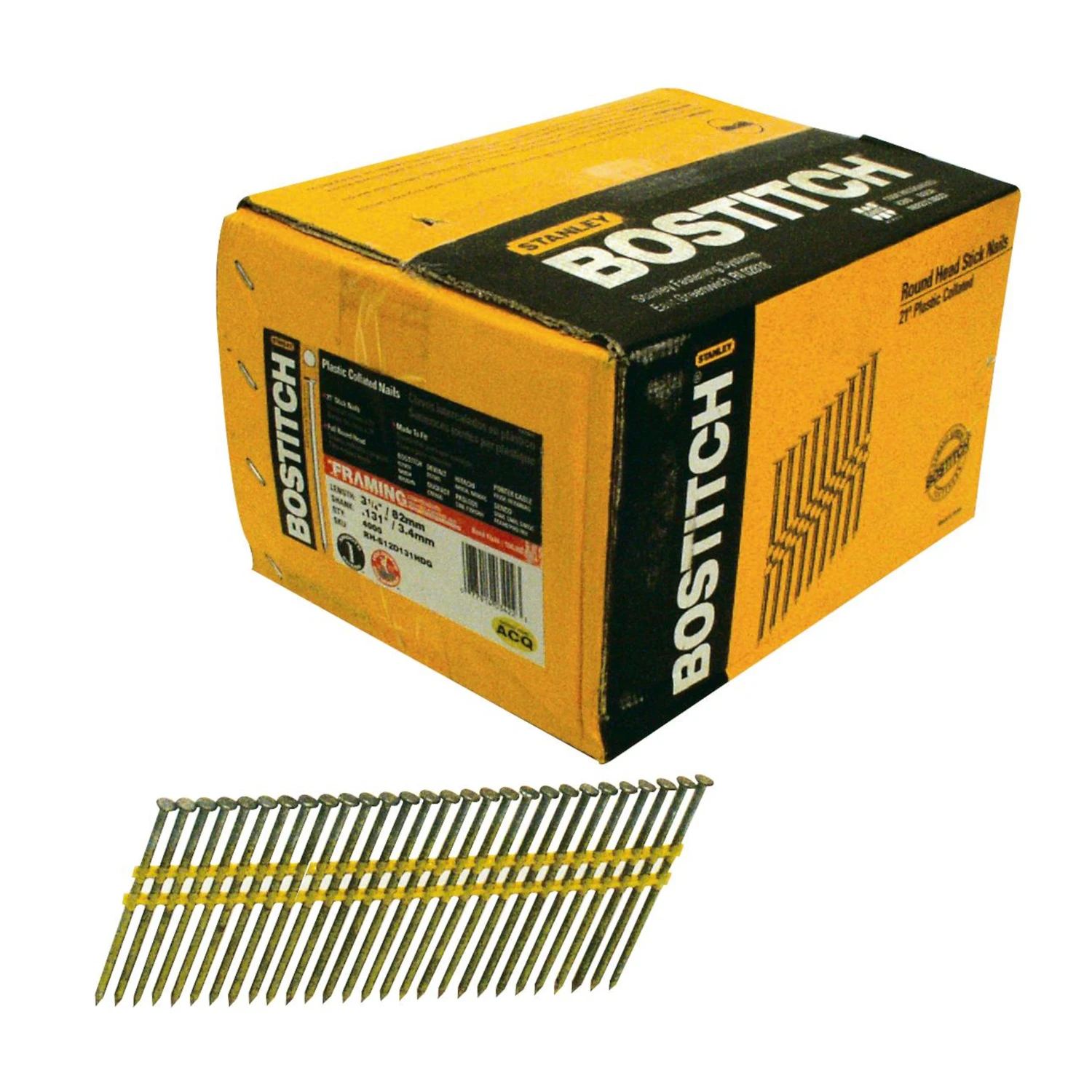Hot Dipped Galvanized Round Head Collated Nails, 3-1/4 x .131 In., 4,000-Ct.