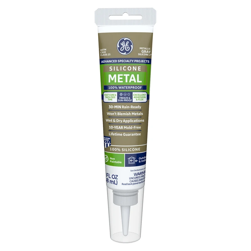 Metallic Gray Metal Silicone Two Sealant, 2.8 Ounce Squeeze Tube
