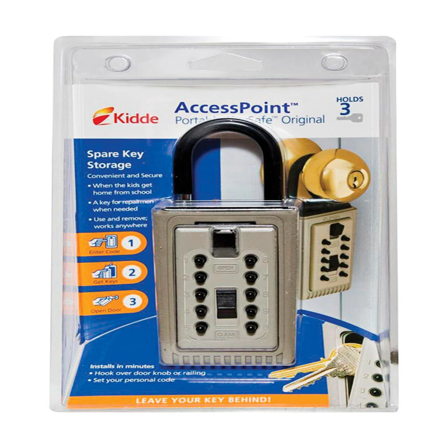 Spare Key KeySafe Lockbox, Hanging Shackle, Push Button Access