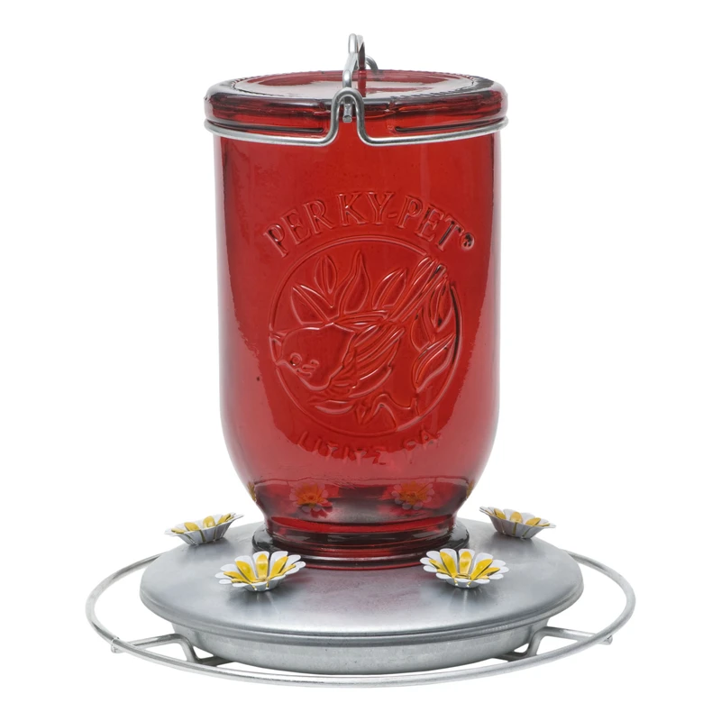 32 Oz. Glass Mason Jar Hummingbird Feeder With 5 Ports