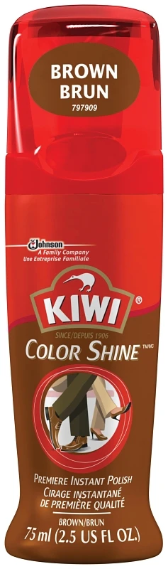 Color Shine Brown Shoe Polish, 2.5 Oz Liquid Can With Natural Waxes