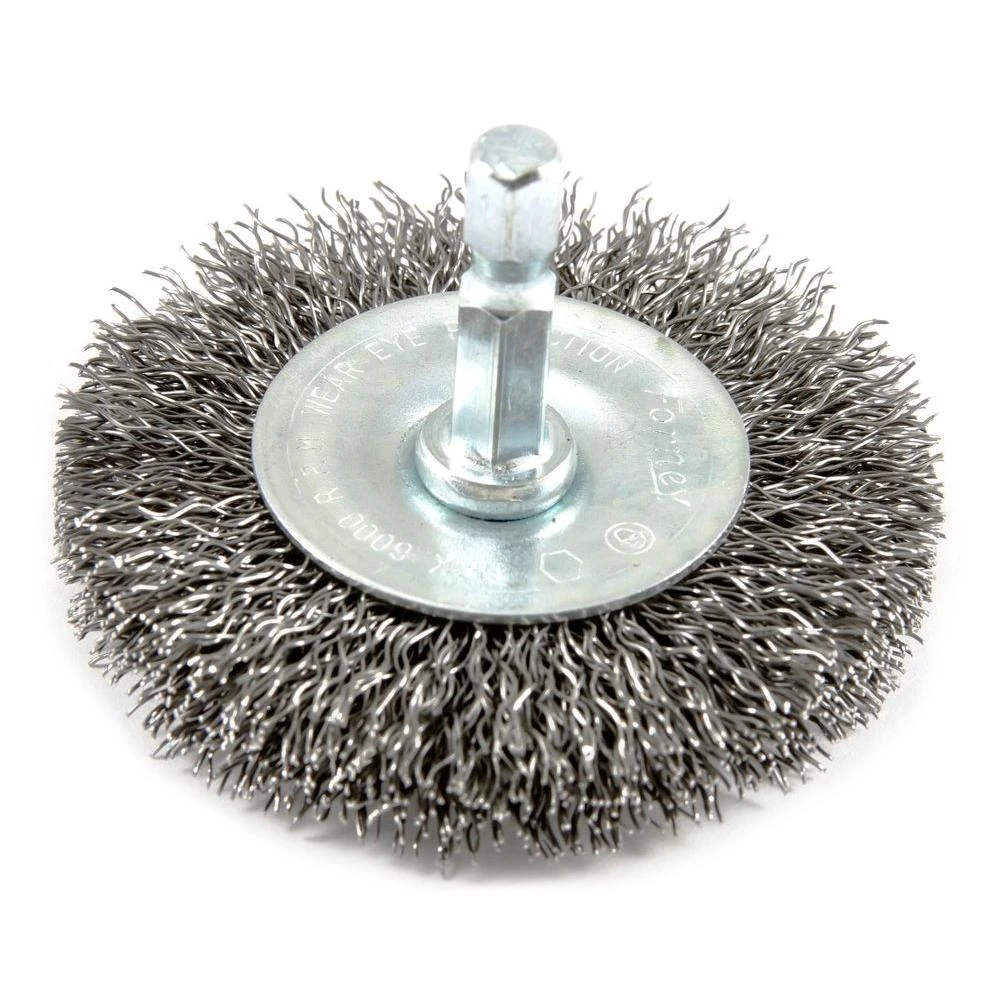 2-1/2 In. Crimped Wire Wheel Brush With 1/4 In. Hex Shank, Model 72733