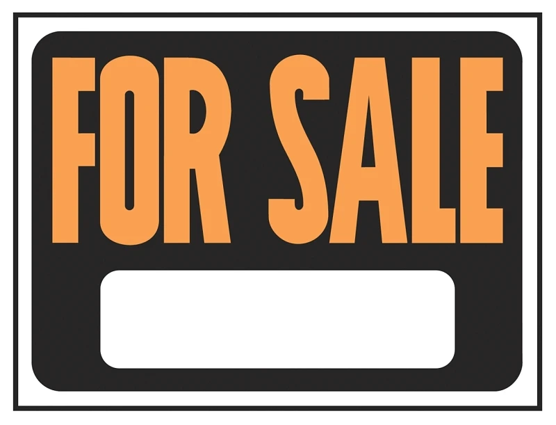 9x12 Plastic For Sale Sign, Weatherproof With Fluorescent Orange Letters