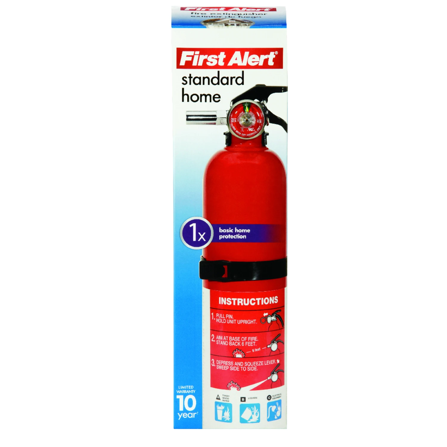 Home1 Rechargeable 1-a:10-b:c Fire Extinguisher - 2.5 Lb