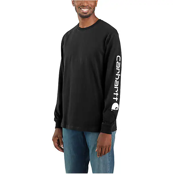 Men's Long Sleeve Graphic Logo T-shirt, Black, Large, Original Fit