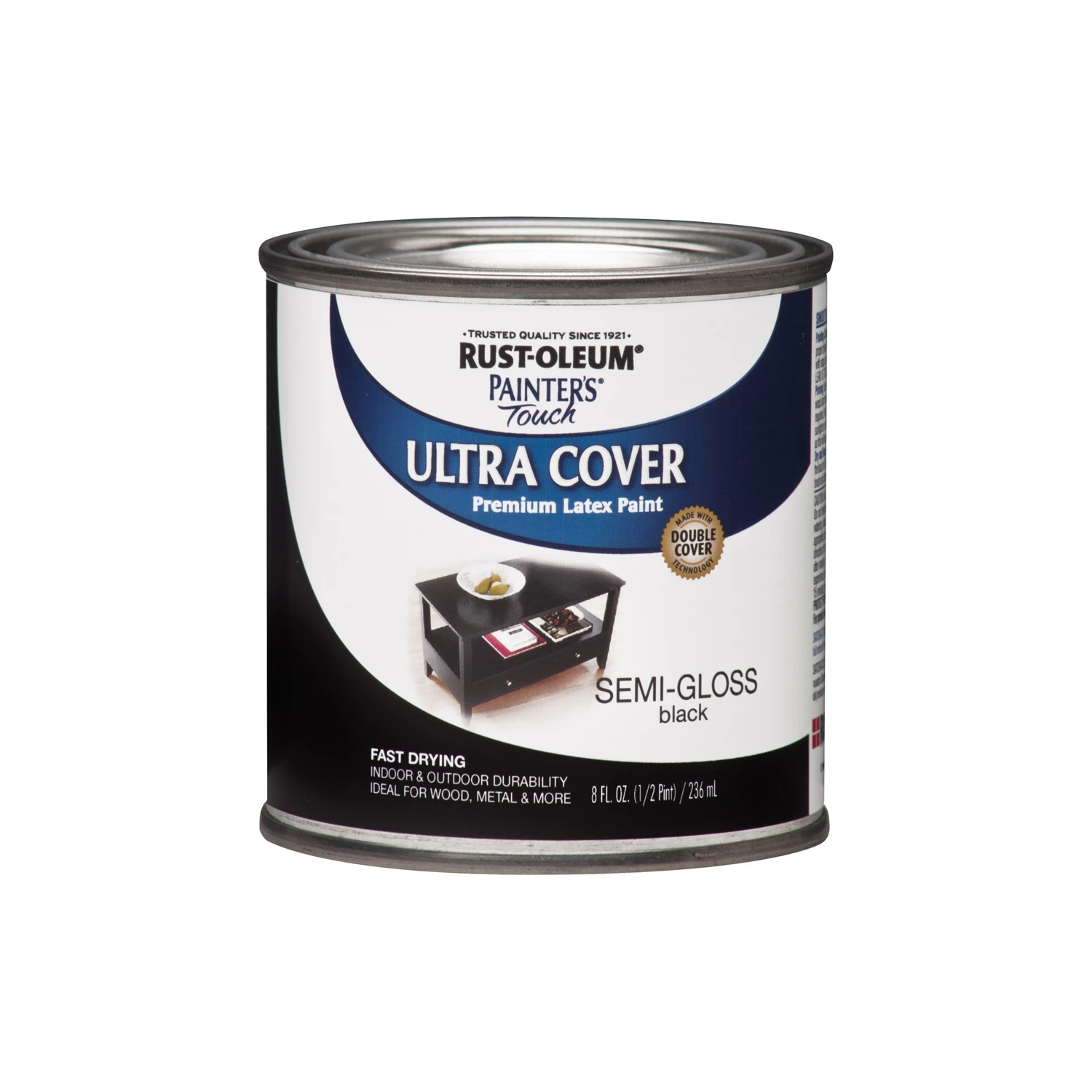 Painter's Touch 2x Ultra Cover Semi-gloss Black Paint, 0.5 Pint
