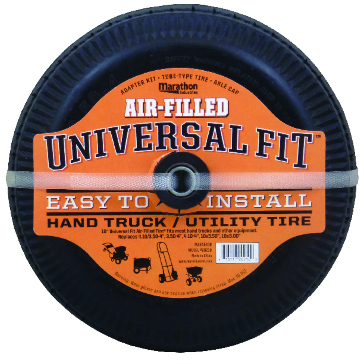 Universal Hand Truck Tire, Air Filled, 4.10/3.50 - 4 In.