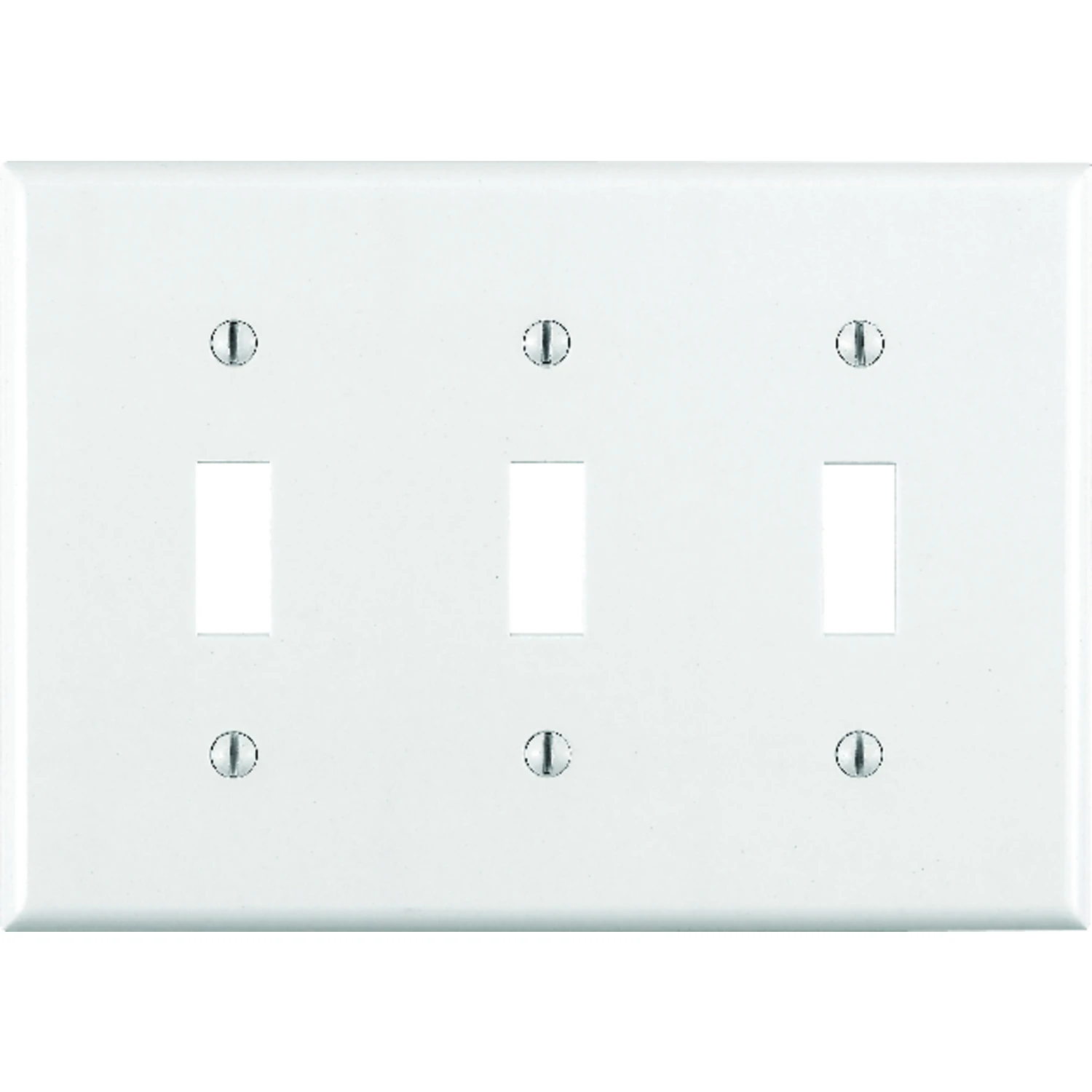 Leviton 001-88011-000 Non-Metallic Wallplate, 4-1/2 in L, 2-3/4 in W, 3 -Gang, Thermoset, White, Smooth