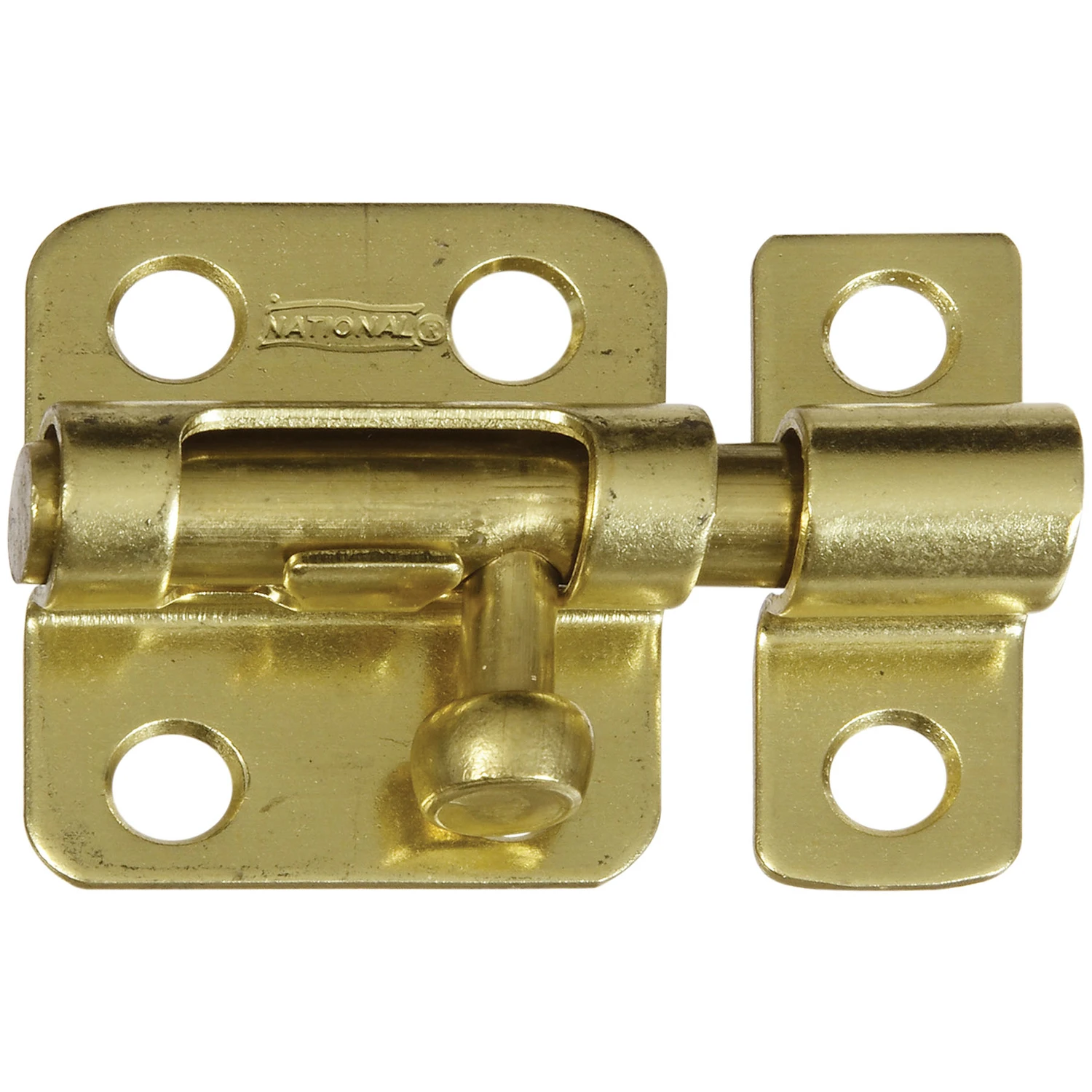 Door Barrel Bolt, Bright Brass, 2 In.