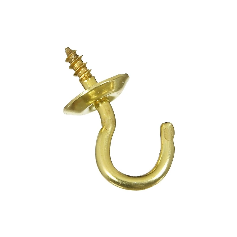 Ceiling Cup Hook, Brass, 1/2 In., 6-Pk.
