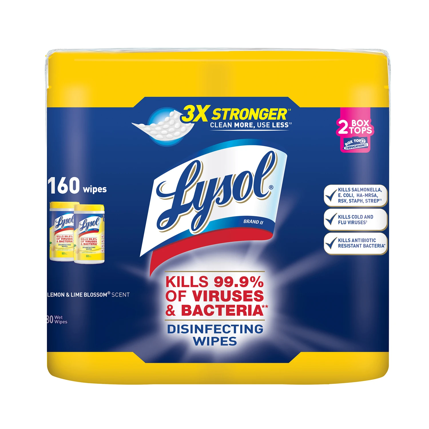 Disenfecting Wipes, Lemon/Lime Scent, 160 Total Ct.