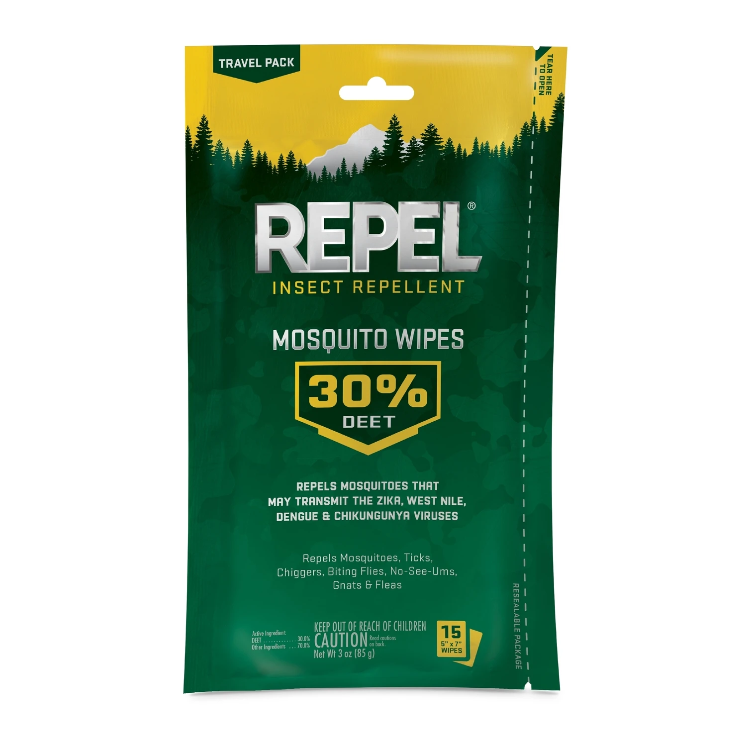 Mosquito Wipes, Unscented, 30% DEET, 15-Ct.