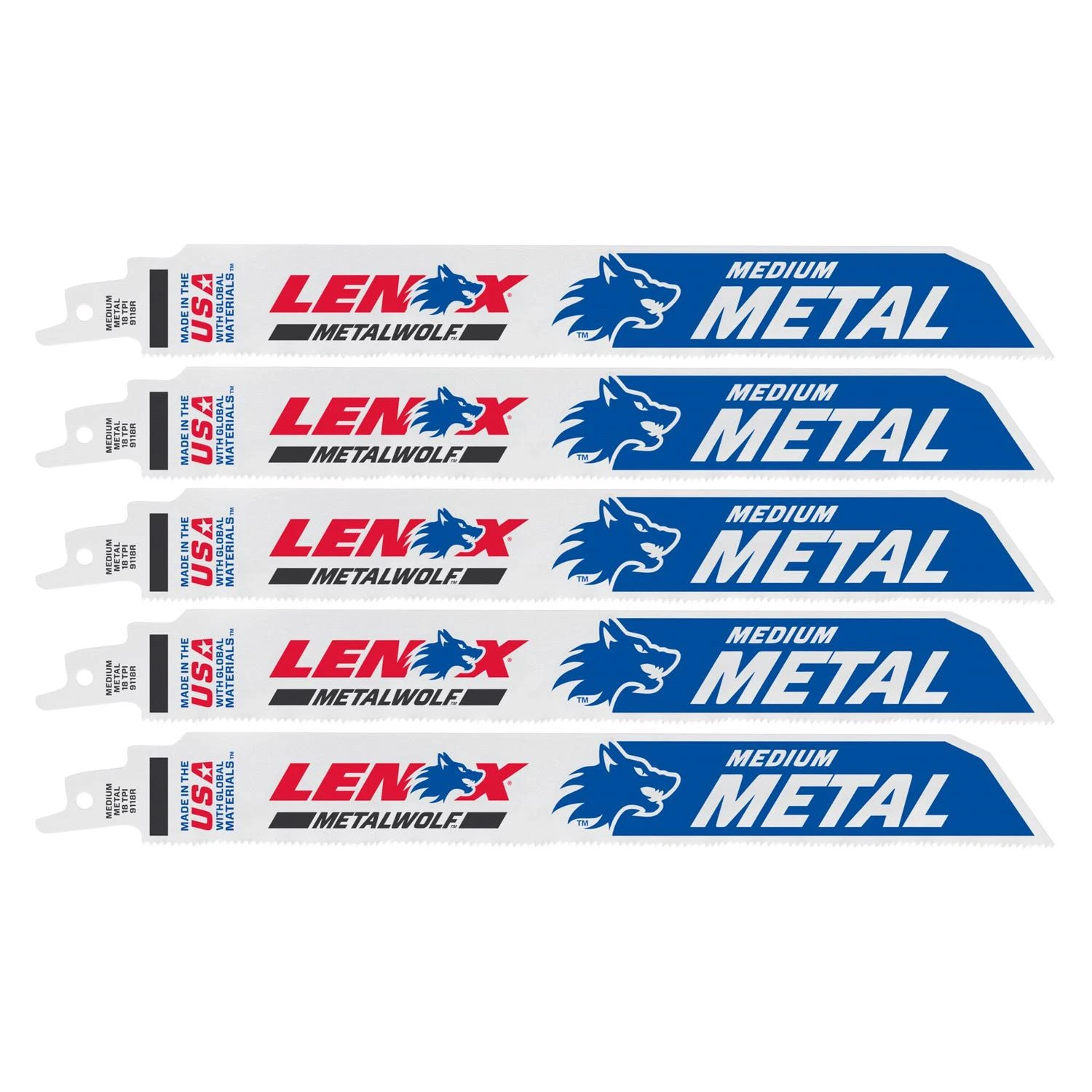Lazer Bi-Metal Reciprocating Saw Blades, 18 TPI, 9 In., 5-Pk.