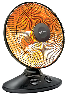 Cz998 Oscillating Radiant Dish Heater, 3412 Btu, 2 Settings, 14" Reflector