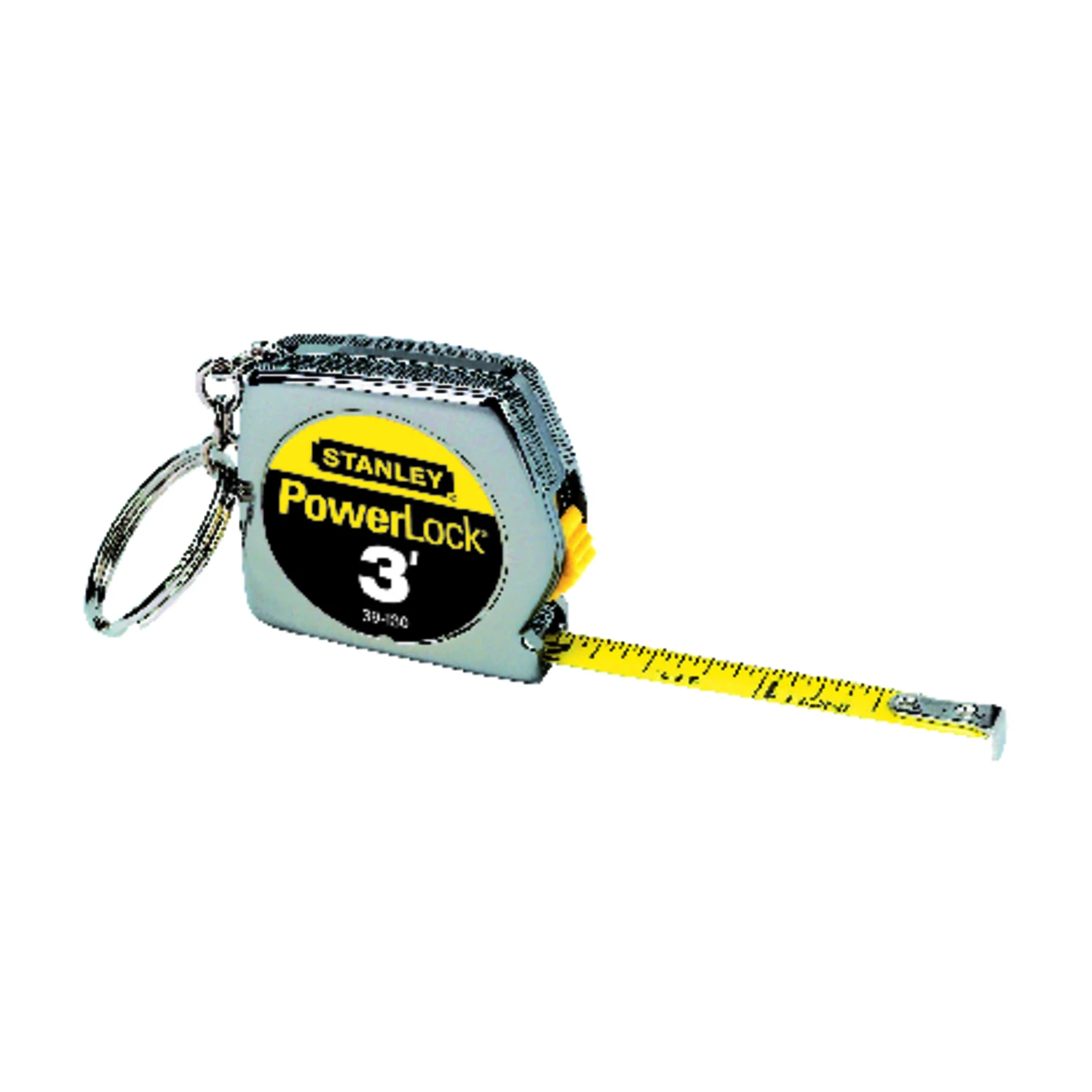 STANLEY 39-130 Measuring Tape, 3 ft L Blade, 1/4 in W Blade, Steel Blade, ABS Case, Chrome Case
