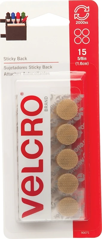 Sticky Back Fasteners, Beige, 5/8 In. Coins, 15-Ct.