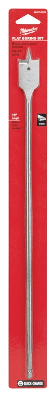 1 In. X 16 In. Flat Boring Bit With 1/4 In. Hex Shank